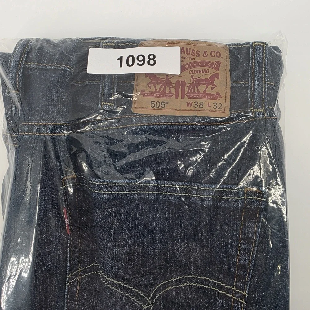 Levis 505 Regular Fit Blue Jeans‎ Mens 38x32 Medium Wash Denim Tapered Leg